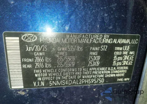 2023 Hyundai Santa Fe Limited from USA, damaged, VIN 5NMS4DAL2PH595750